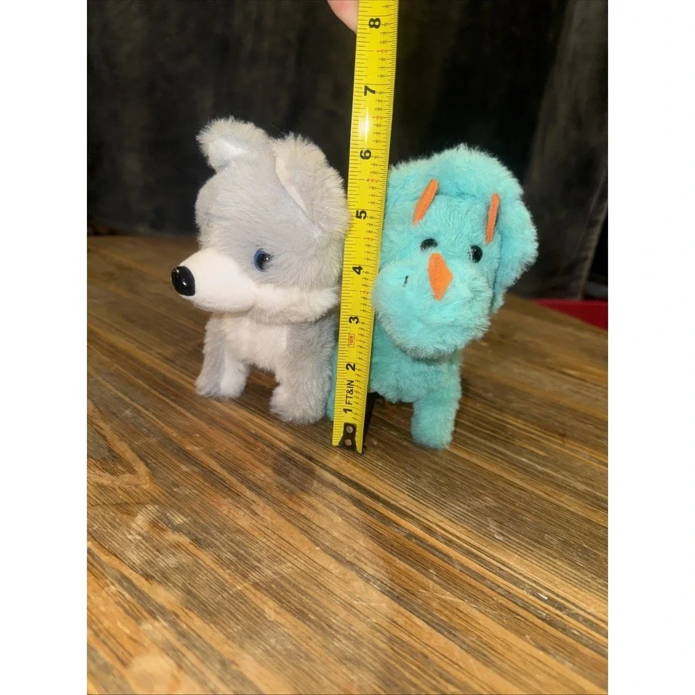 Lot Of 2 Husky Puppy Dog Wolf Plush Mini Pet Animal Kid Connection Walking Sound